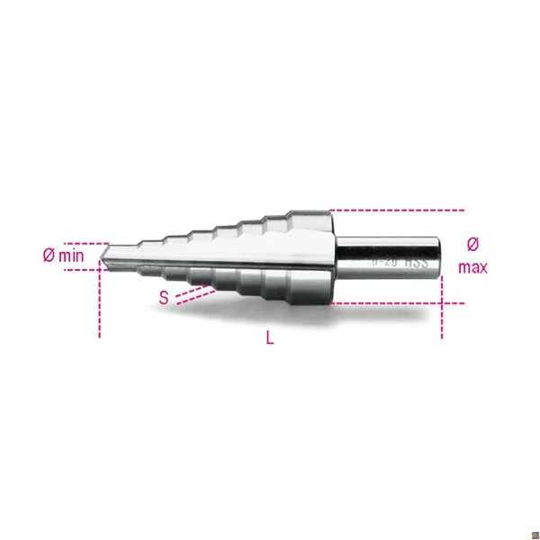 425 - FRESE CONICHE A GRADINO IN ACCIAIO HSS - 7 BETA UTENSILI 004250025