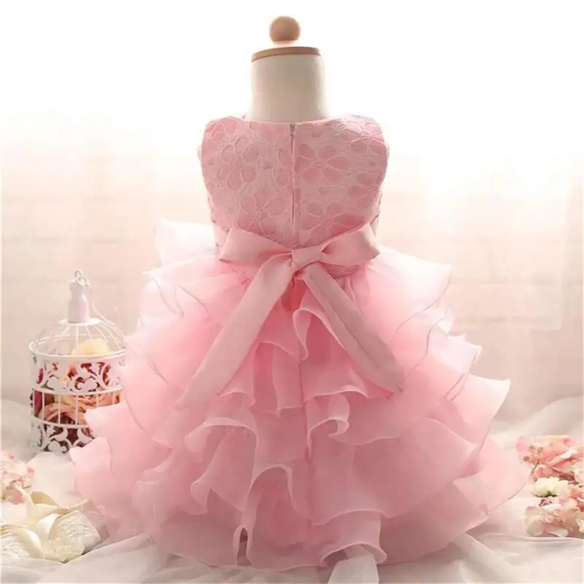 Abiti per il primo compleanno del bambino per ragazze senza maniche, bianco carino, abito da battesimo per neonato, tutù per fes