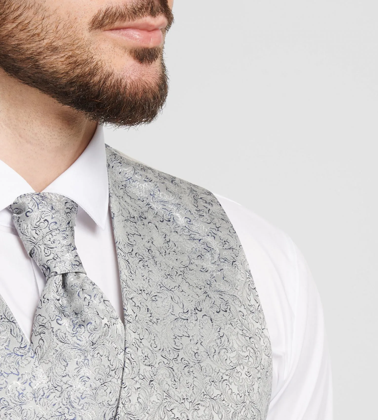 Abito elegante digel bluette slim fit con panciotto damascato