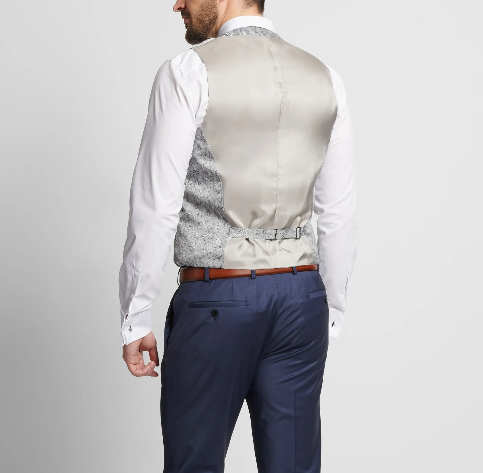 Abito elegante digel bluette slim fit con panciotto damascato