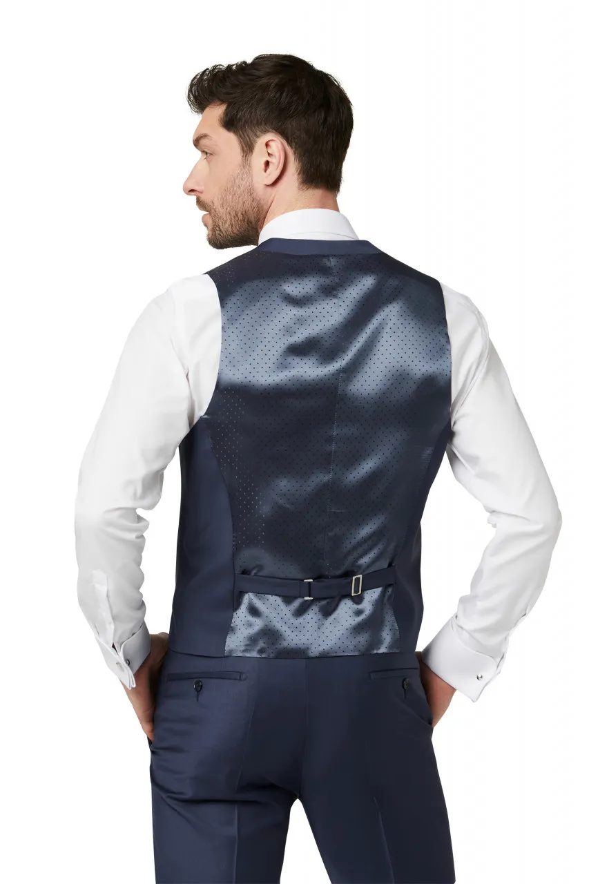Abito elegante digel bluette slim fit con panciotto damascato
