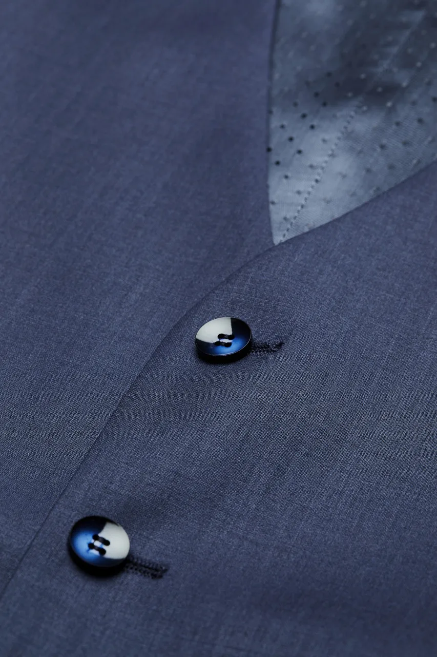 Abito elegante digel bluette slim fit con panciotto damascato