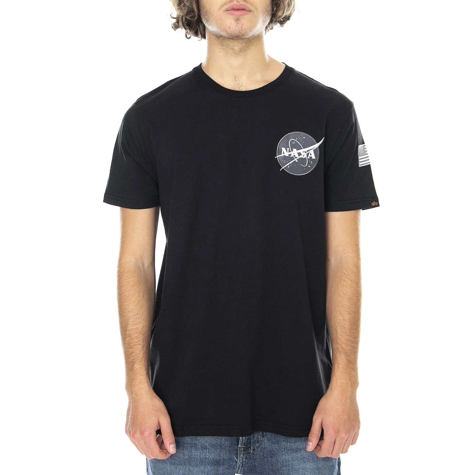Alpha Industries Mens Space Shuttle T-Shirt - Black - Maglietta Girocollo Uomo Nera    