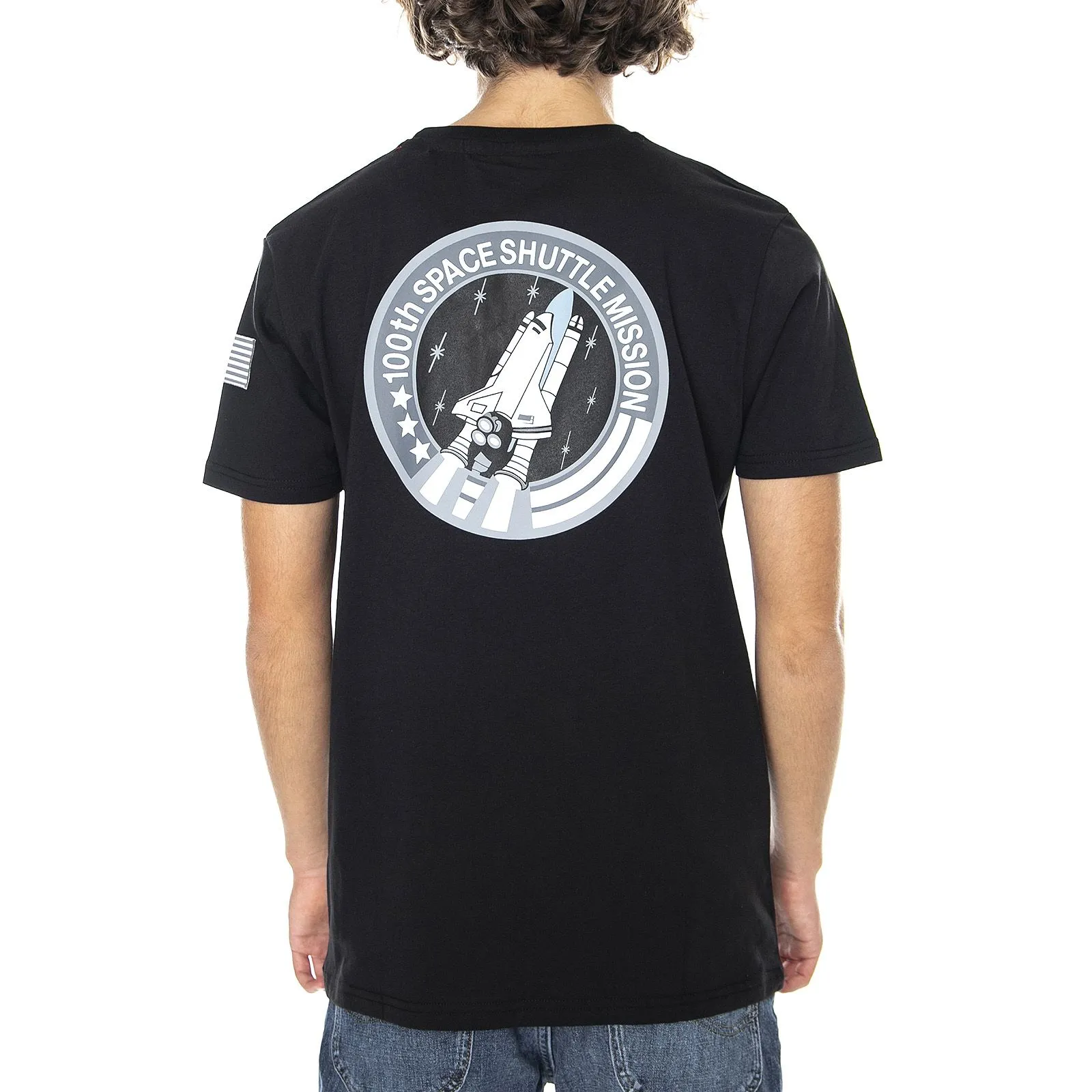 Alpha Industries Mens Space Shuttle T-Shirt - Black - Maglietta Girocollo Uomo Nera    