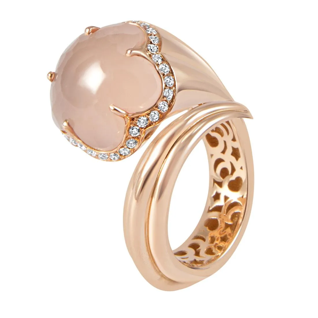 Anello in oro rosa con diamanti ct 0.30 e pietra mis 14