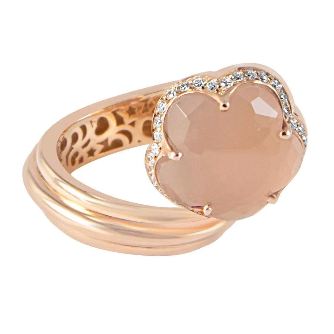 Anello in oro rosa con diamanti ct 0.30 e pietra mis 14