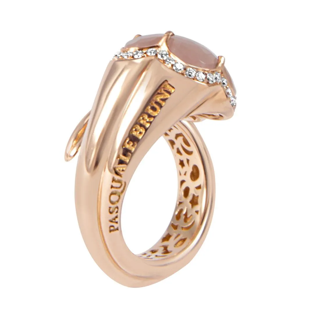 Anello in oro rosa con diamanti ct 0.30 e pietra mis 14