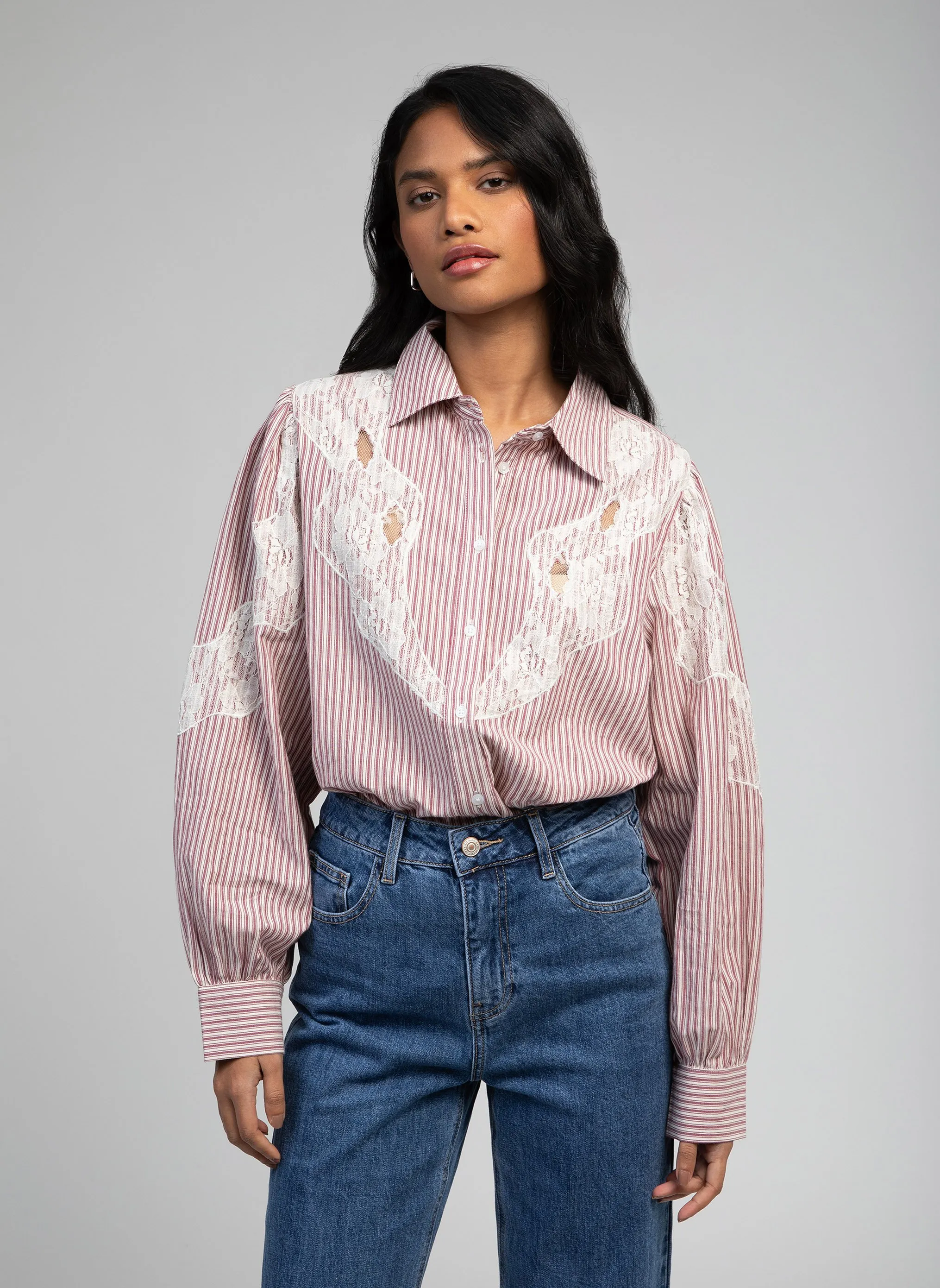  AN'GE   SAIDE - Camicia in pizzo di cotone | 