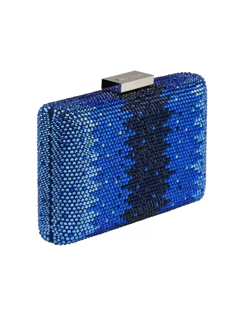 Anna Cecere borsa rigida gioiello con strass azzurri multicolore