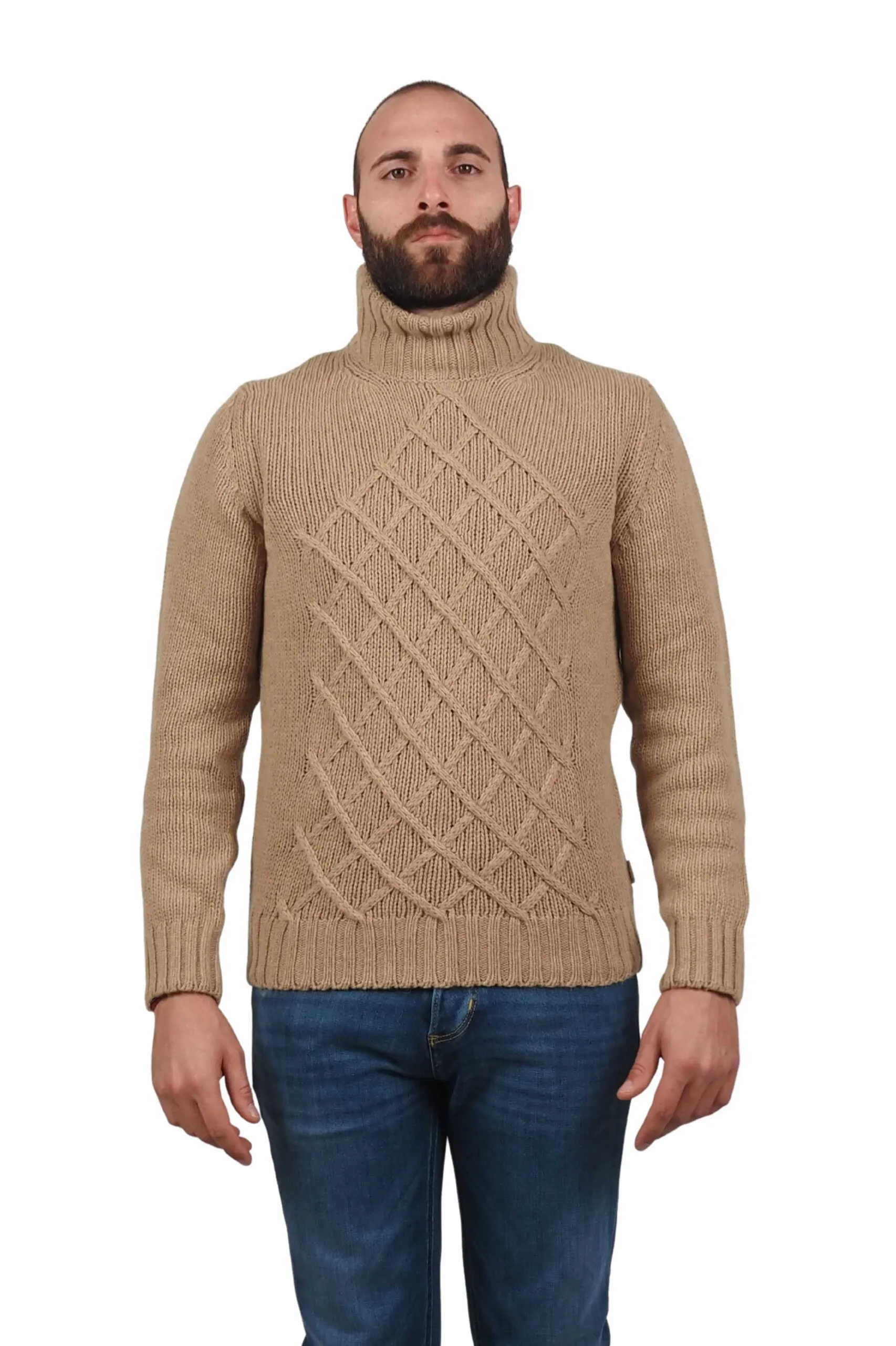 AT.P.CO maglia beige a trecce uomo