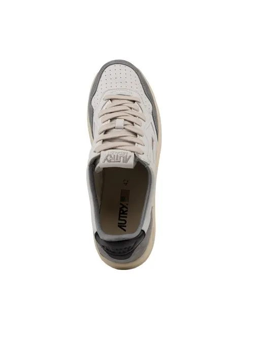 AUTRY     Sneakers Autry Medalist Low in pelle di capra e suede Bianco/Grigio