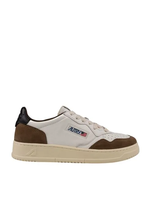 AUTRY     Sneakers Autry Medalist Low in pelle di capra e suede Bianco/Marrone