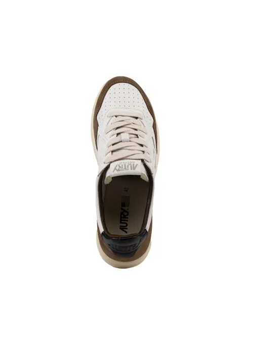 AUTRY     Sneakers Autry Medalist Low in pelle di capra e suede Bianco/Marrone