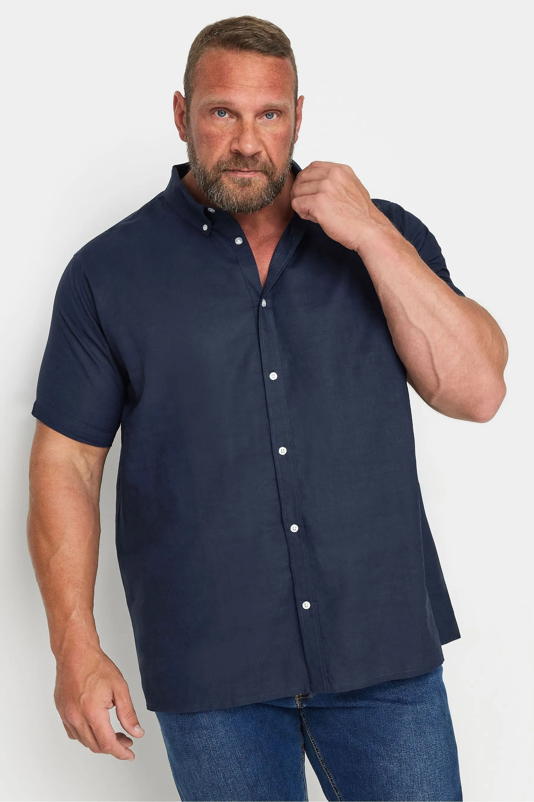 BadRhino Big & Tall - Camicia in Manica corta di prima qualità in lino    
