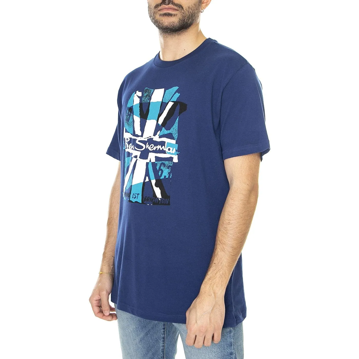 Ben Sherman College Union Jack Tee Ink - Maglietta Girocollo Uomo Blu    
