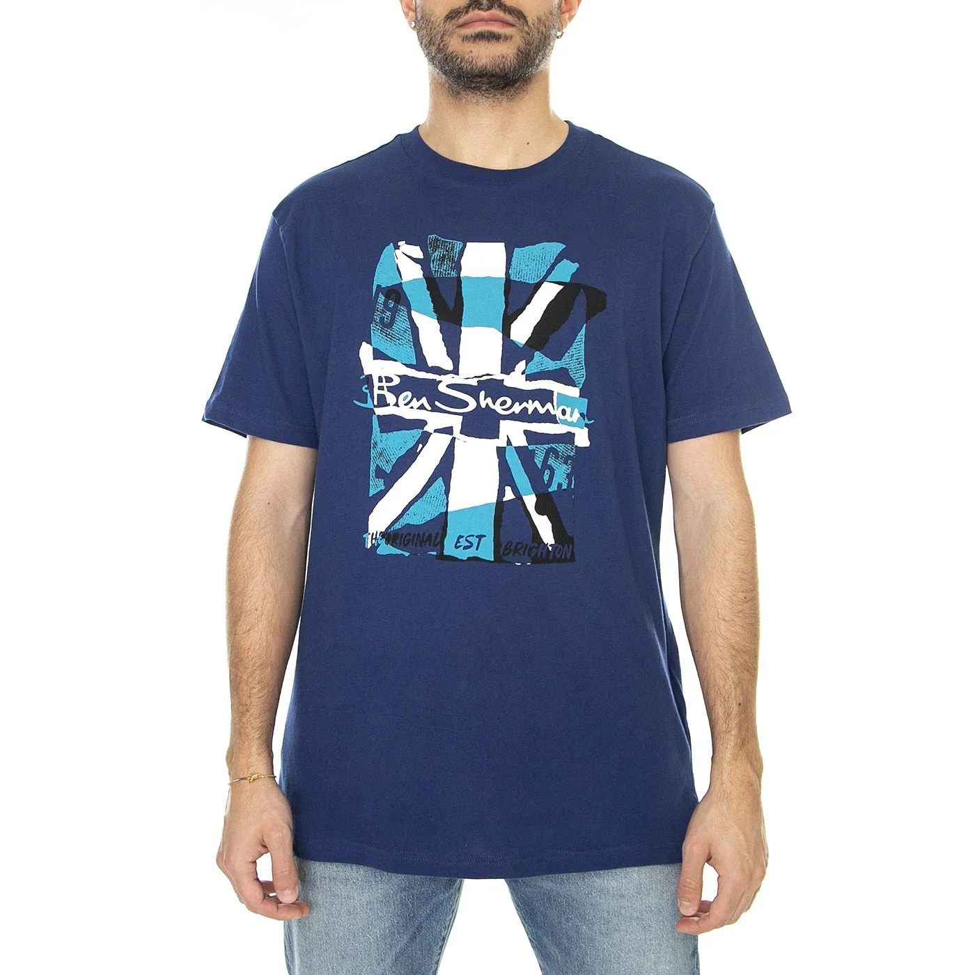 Ben Sherman College Union Jack Tee Ink - Maglietta Girocollo Uomo Blu    