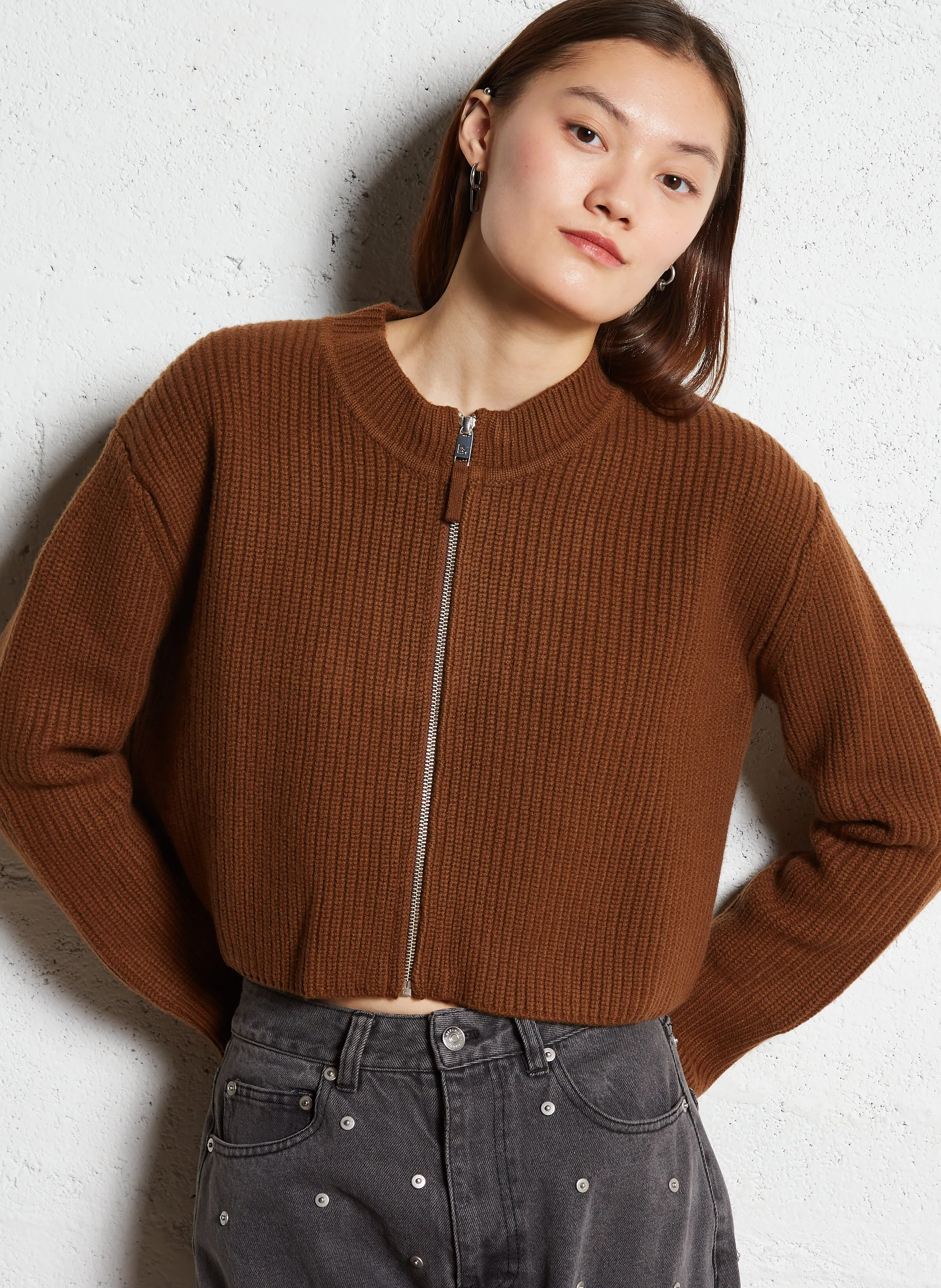  BERENICE   GUSTIN - Cardigan corto in lana merinos | Marrone