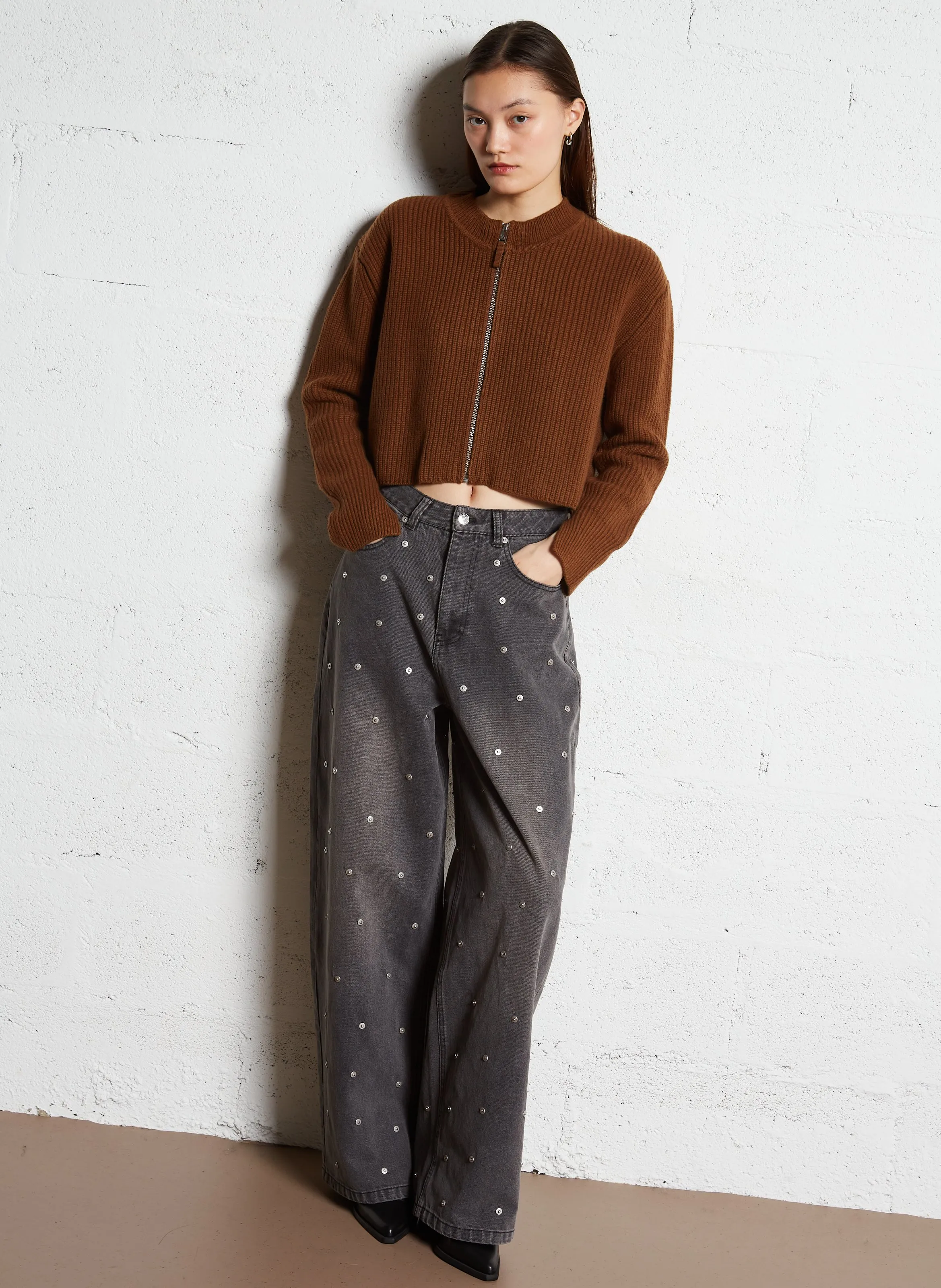  BERENICE   GUSTIN - Cardigan corto in lana merinos | Marrone