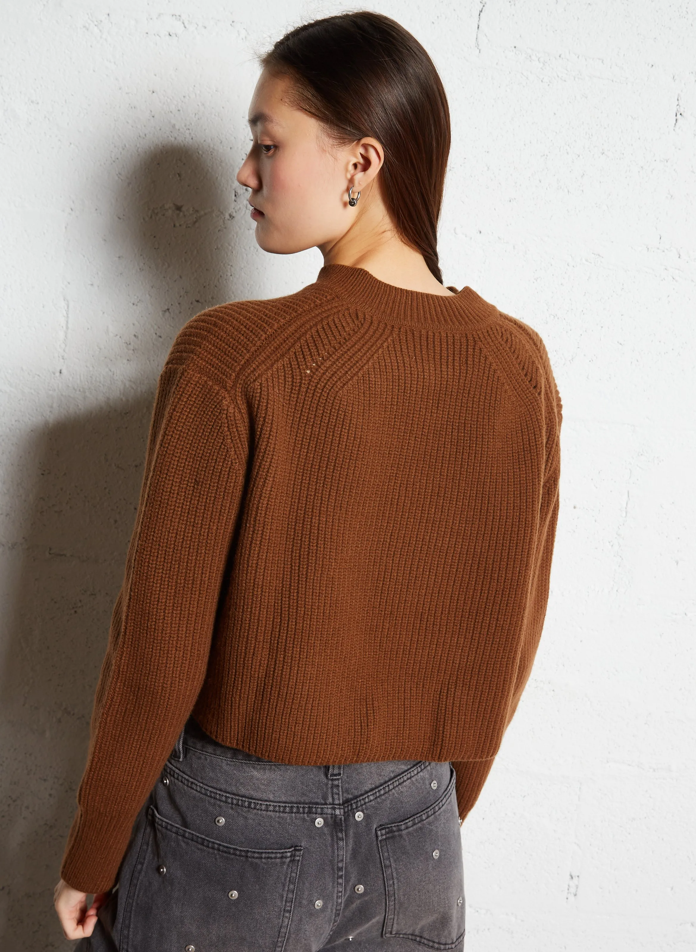  BERENICE   GUSTIN - Cardigan corto in lana merinos | Marrone