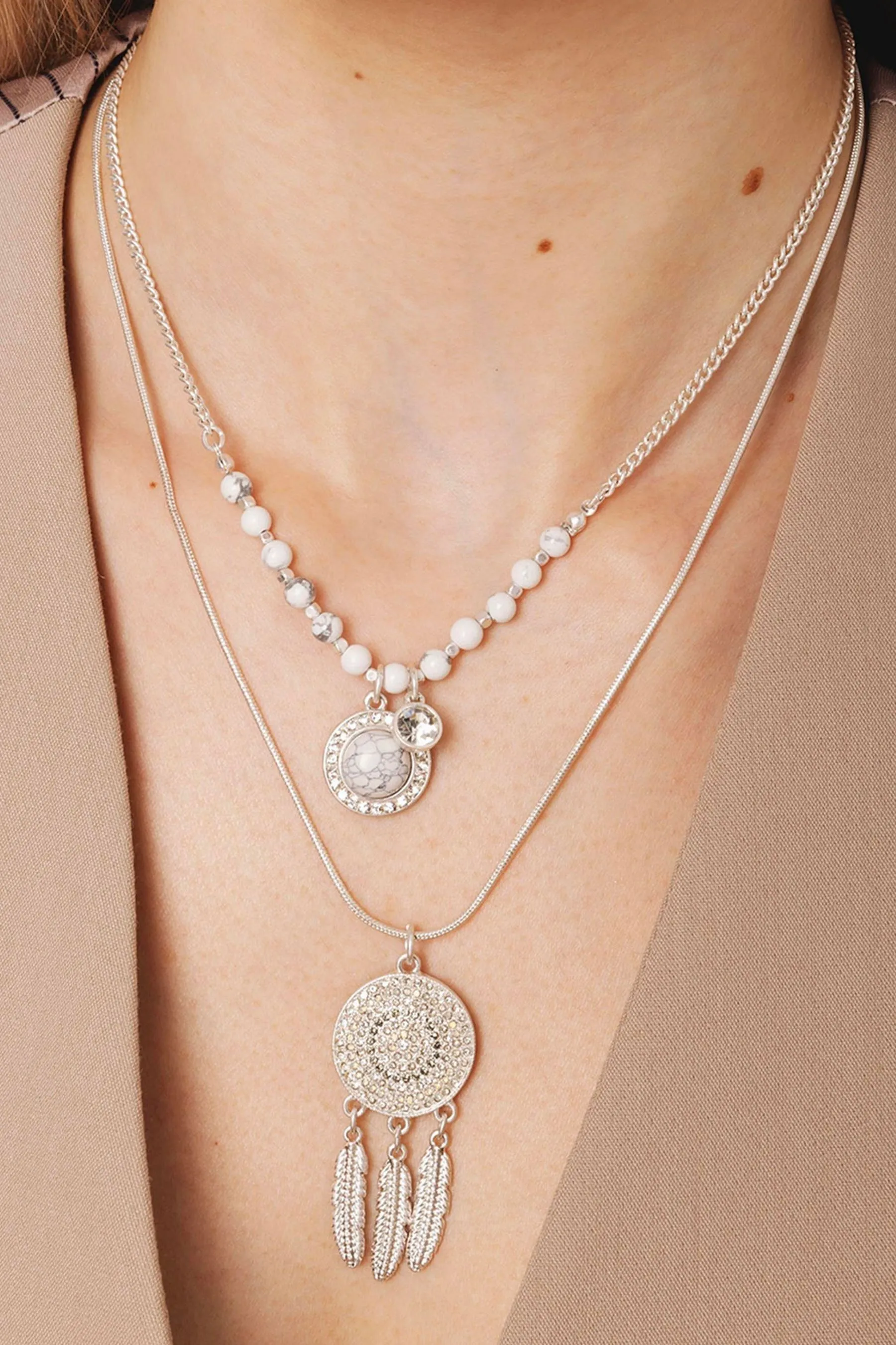 Bibi Bijoux Argento - Collana multifilo tono su dreamcatcher
