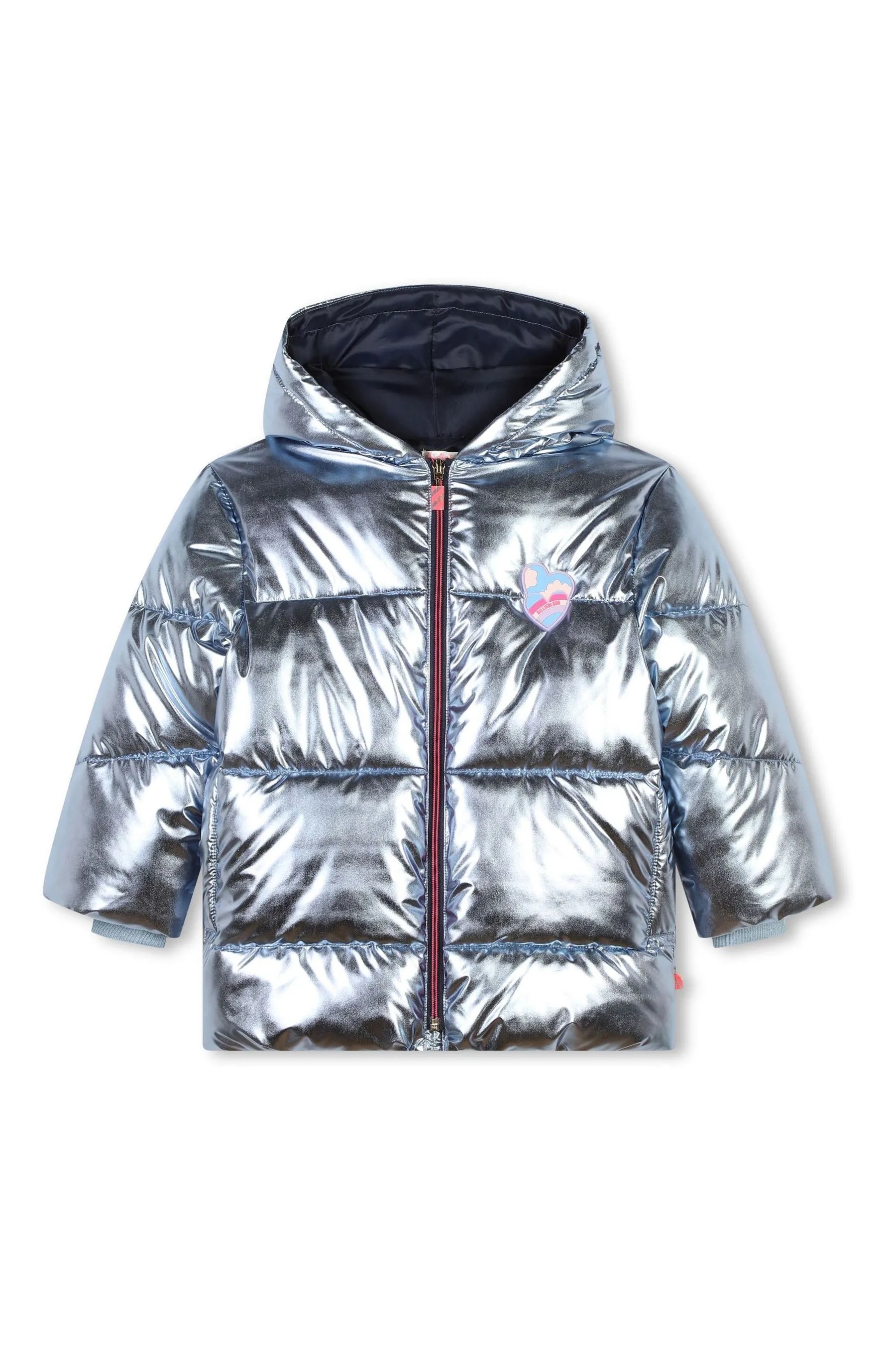 Billieblush Iridescent Metalic Logo Hooded Puffer Coat    