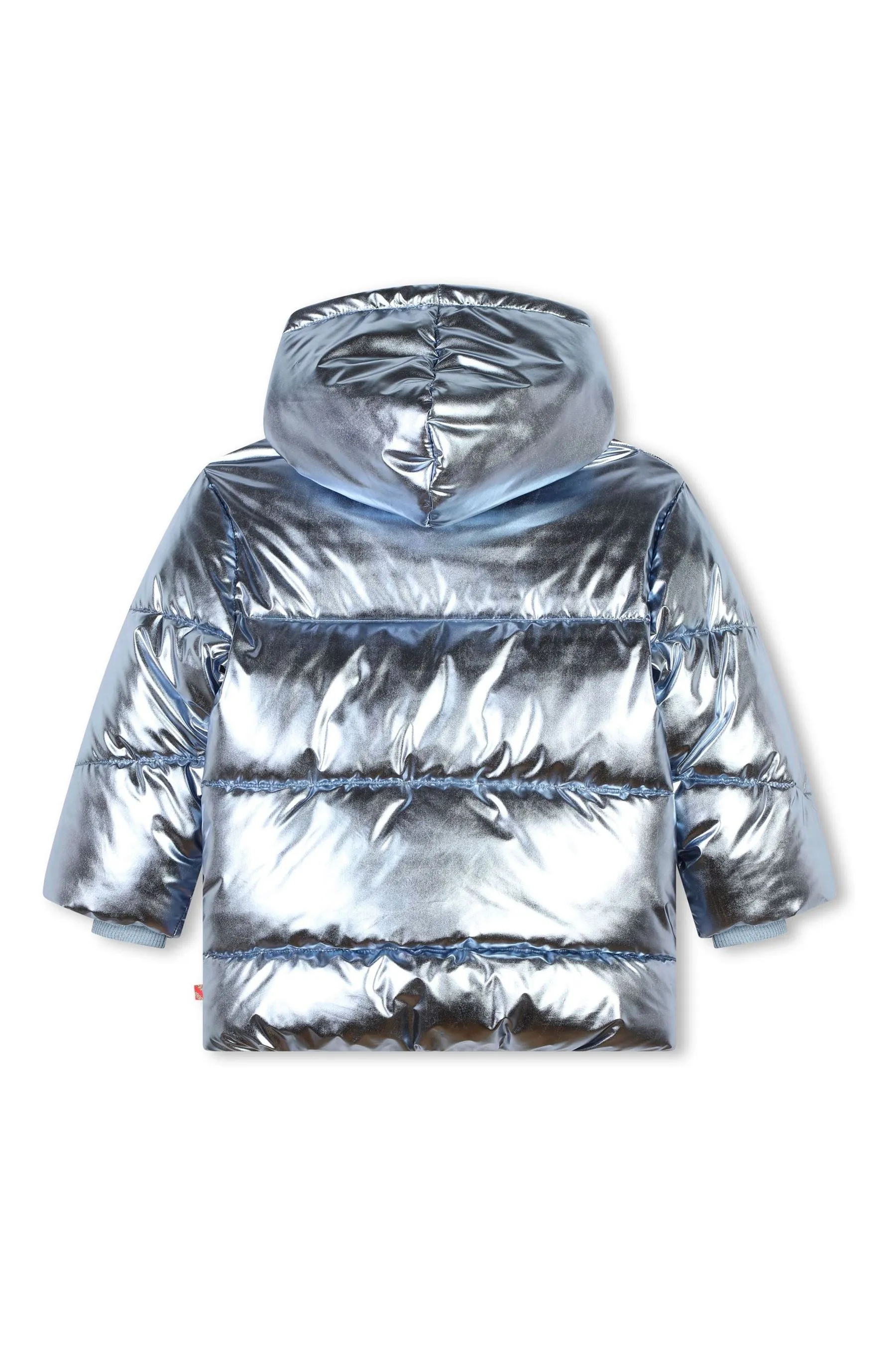 Billieblush Iridescent Metalic Logo Hooded Puffer Coat    