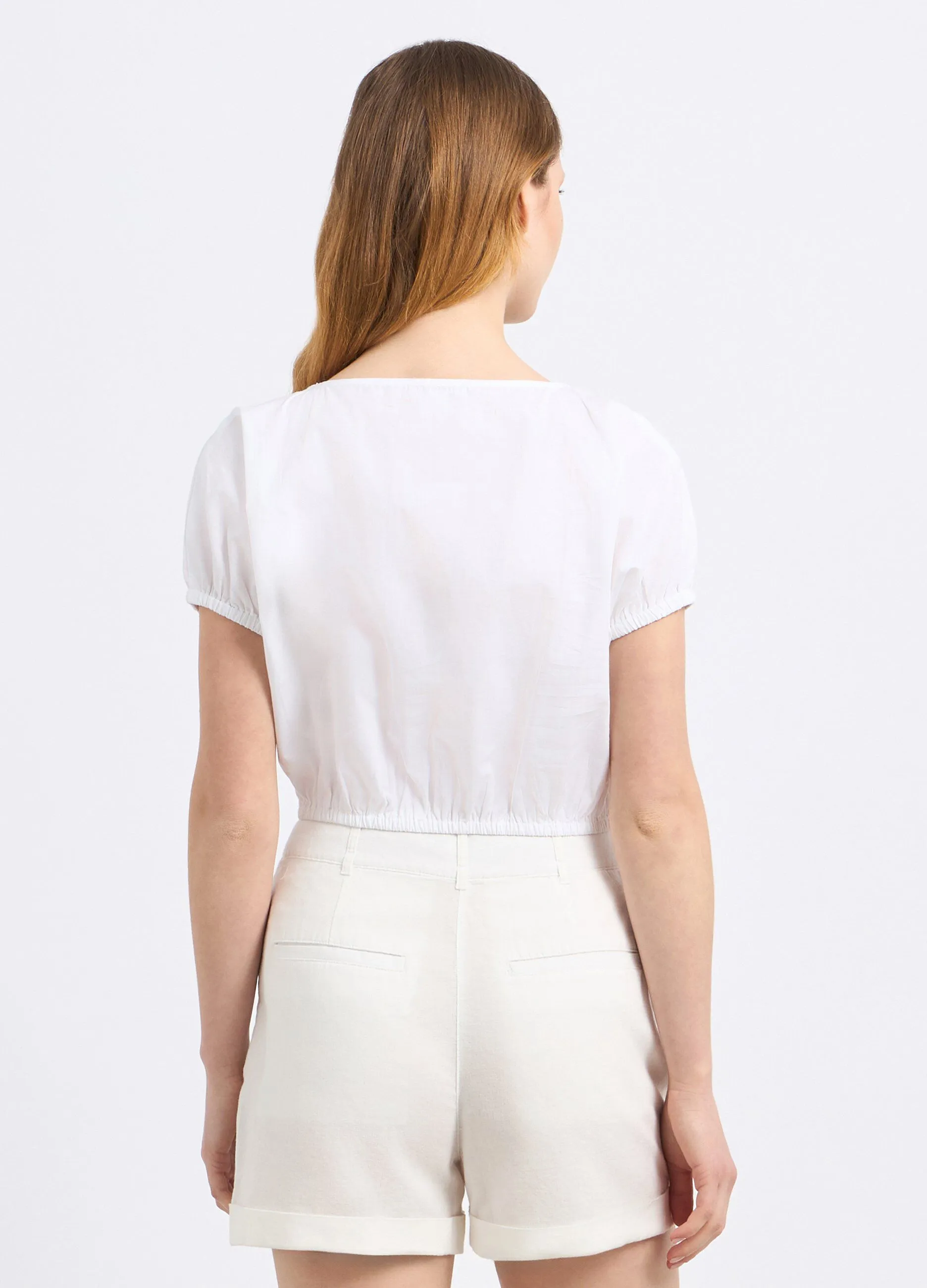 Blusa cropped in puro cotone donna