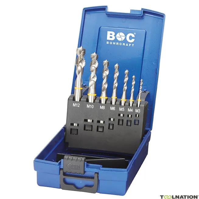 Bohrcraft 41631330014 Set di rubinetti per macchine ad anello verde forma B DIN 371/376 + punte 338E / M3-M12