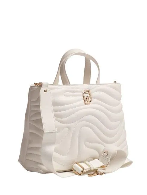BORSA A MANO LIU JO TRAPUNTATA A ONDE BIANCO AA4084 E0036 OFF WHITE
