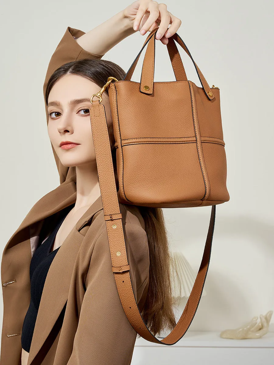 Borsa a secchiello a tracolla in pelle Fashoin da donna