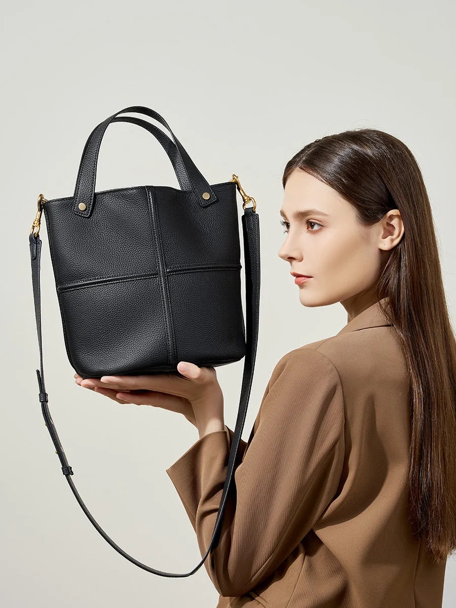 Borsa a secchiello a tracolla in pelle Fashoin da donna