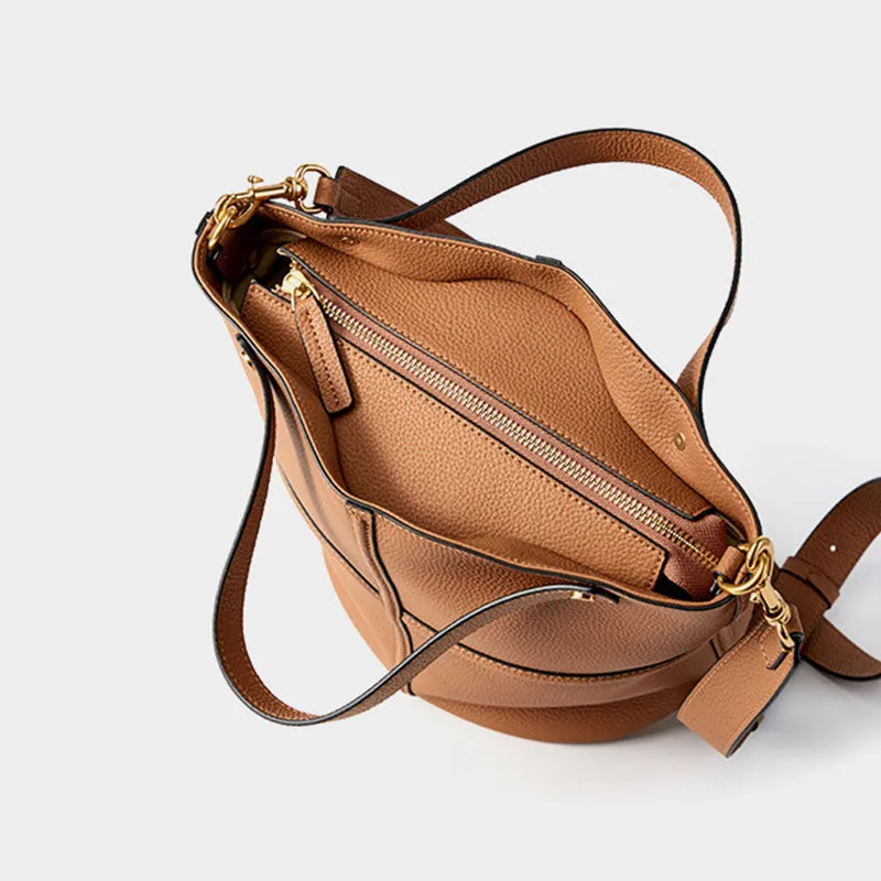 Borsa a secchiello a tracolla in pelle Fashoin da donna