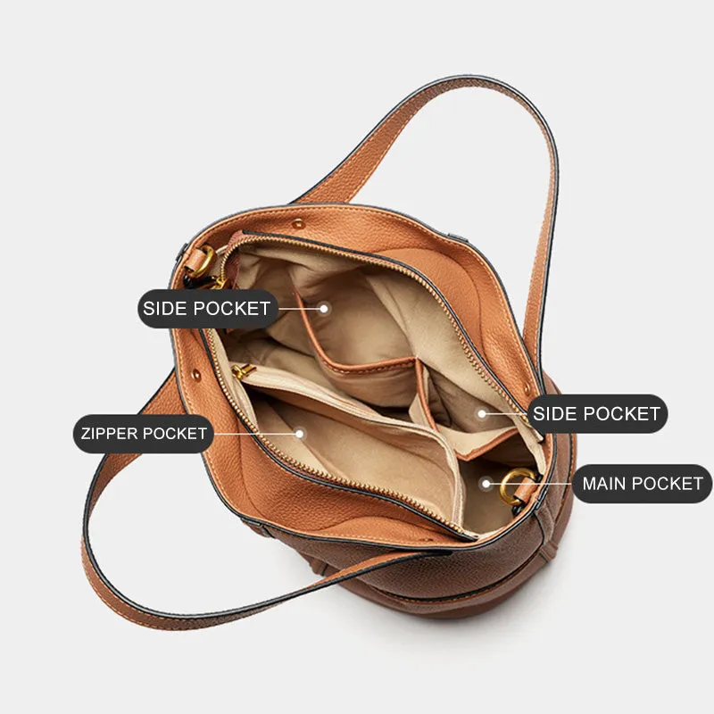 Borsa a secchiello a tracolla in pelle Fashoin da donna