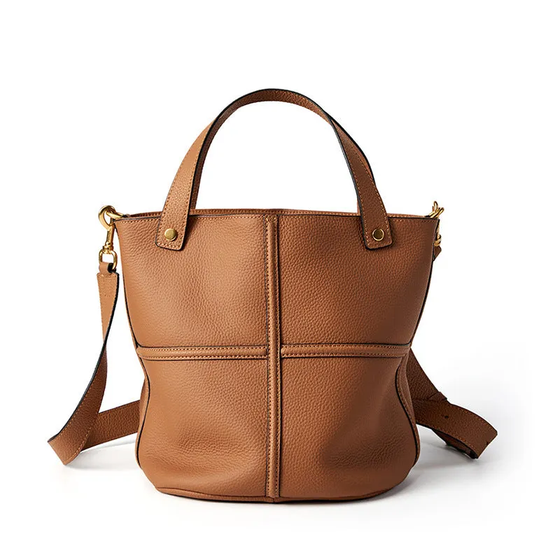 Borsa a secchiello a tracolla in pelle Fashoin da donna