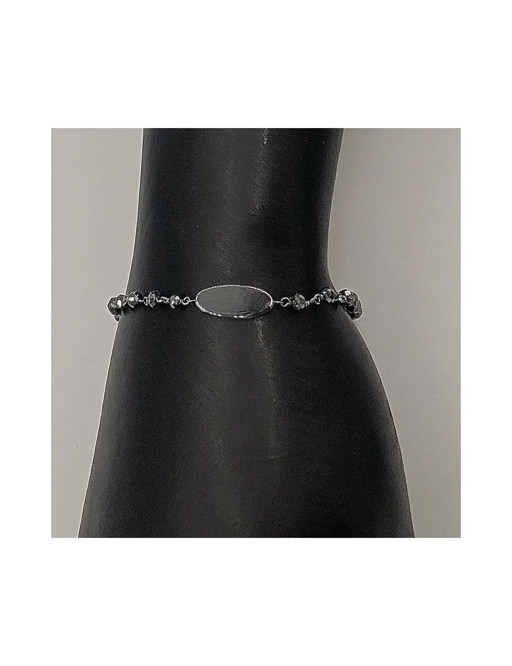 Bracciale in oro bianco brunito e diamanti neri