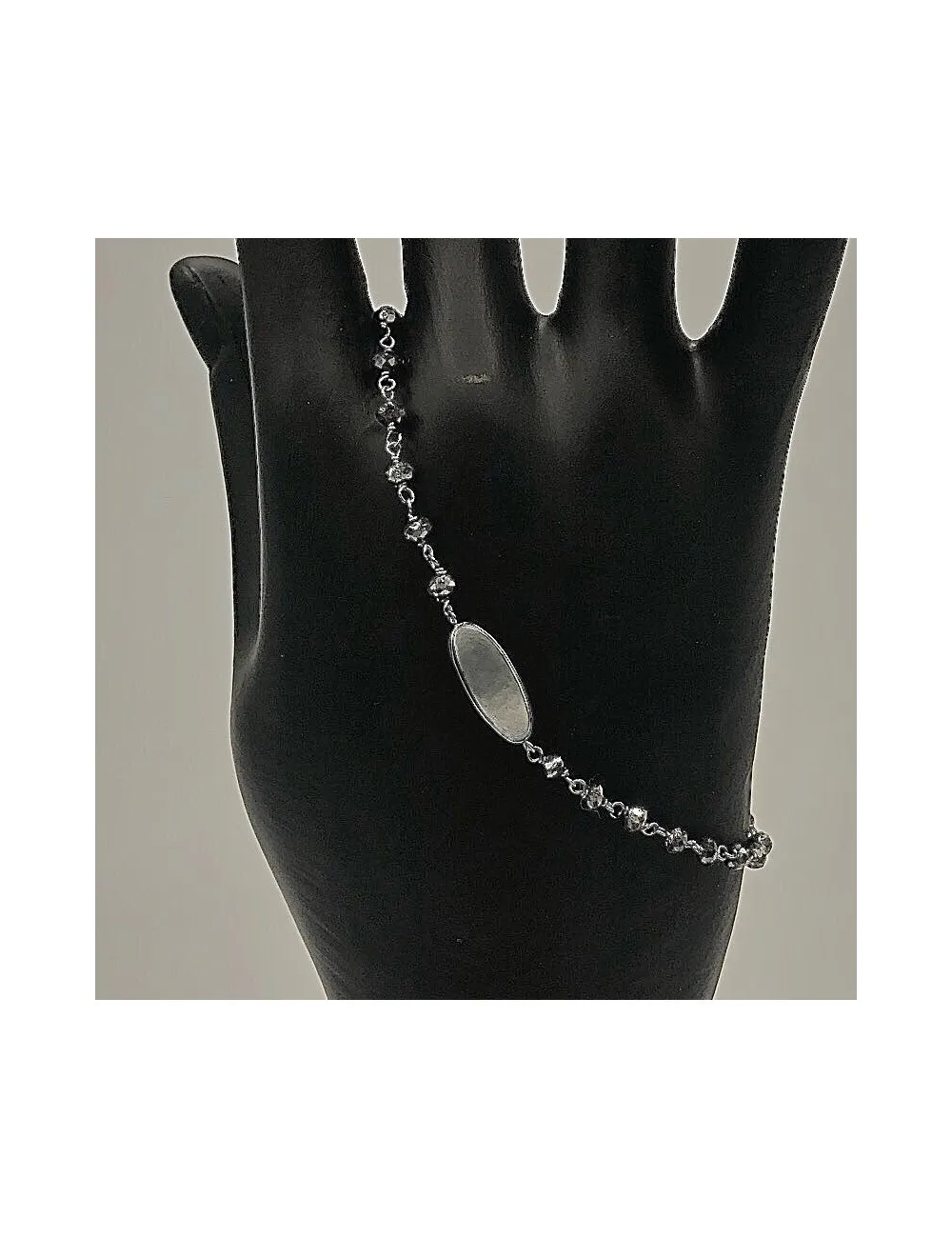 Bracciale in oro bianco brunito e diamanti neri