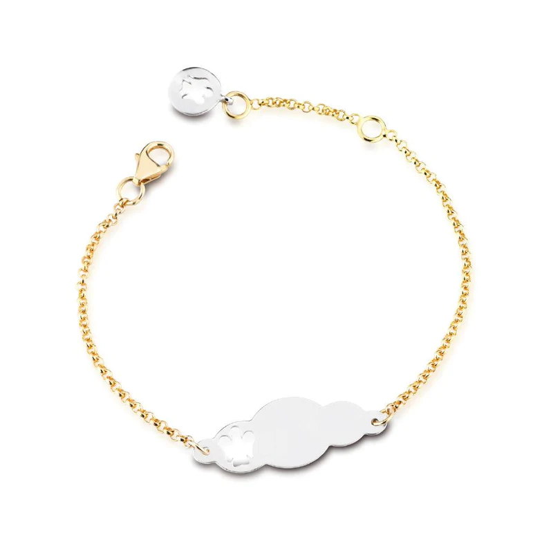 Bracciale in Oro Giallo con Targhetta in Oro Bianco Bimbo Roberto Giannotti