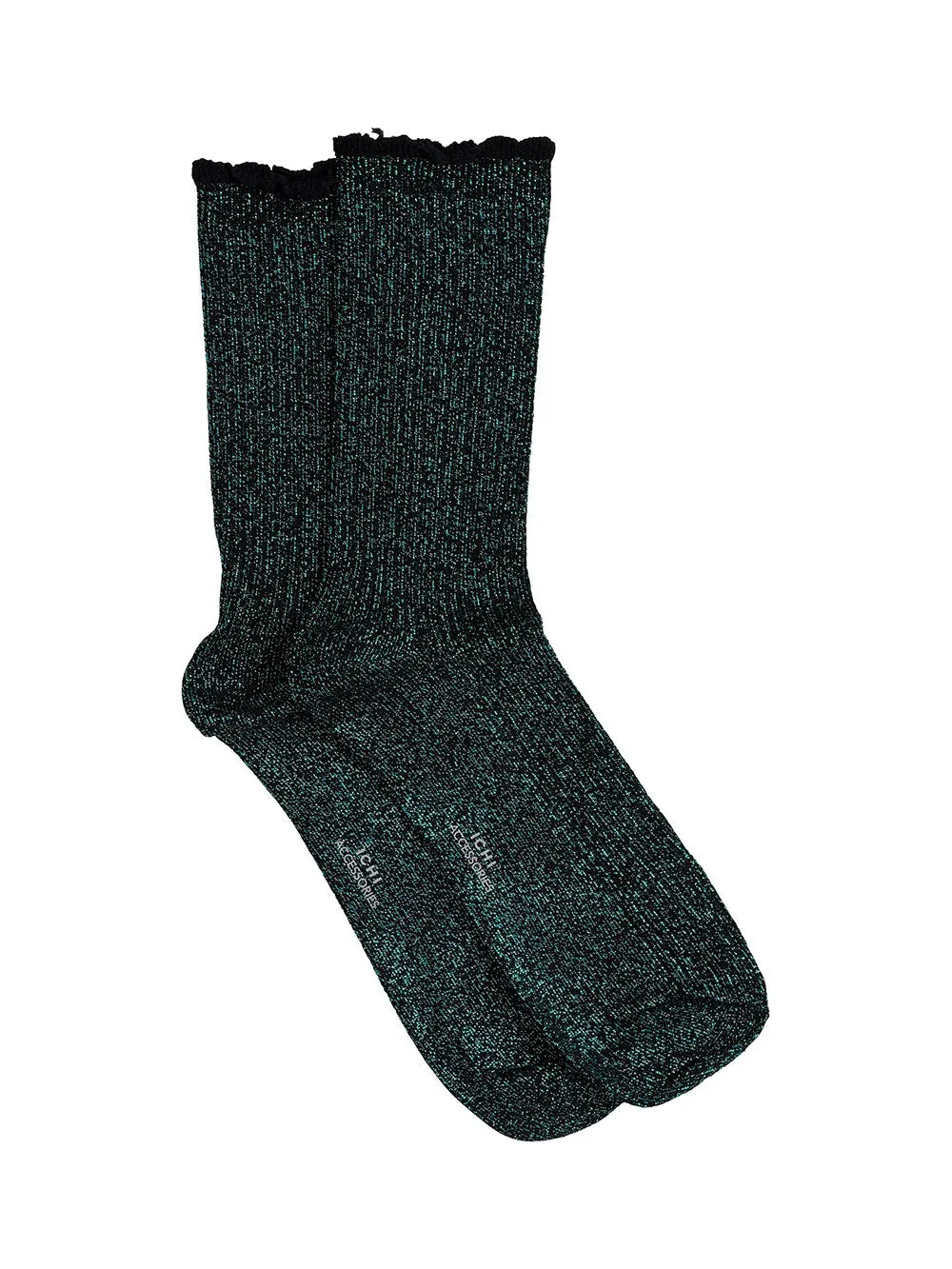 Calzini Donna verde scuro con glitter all over