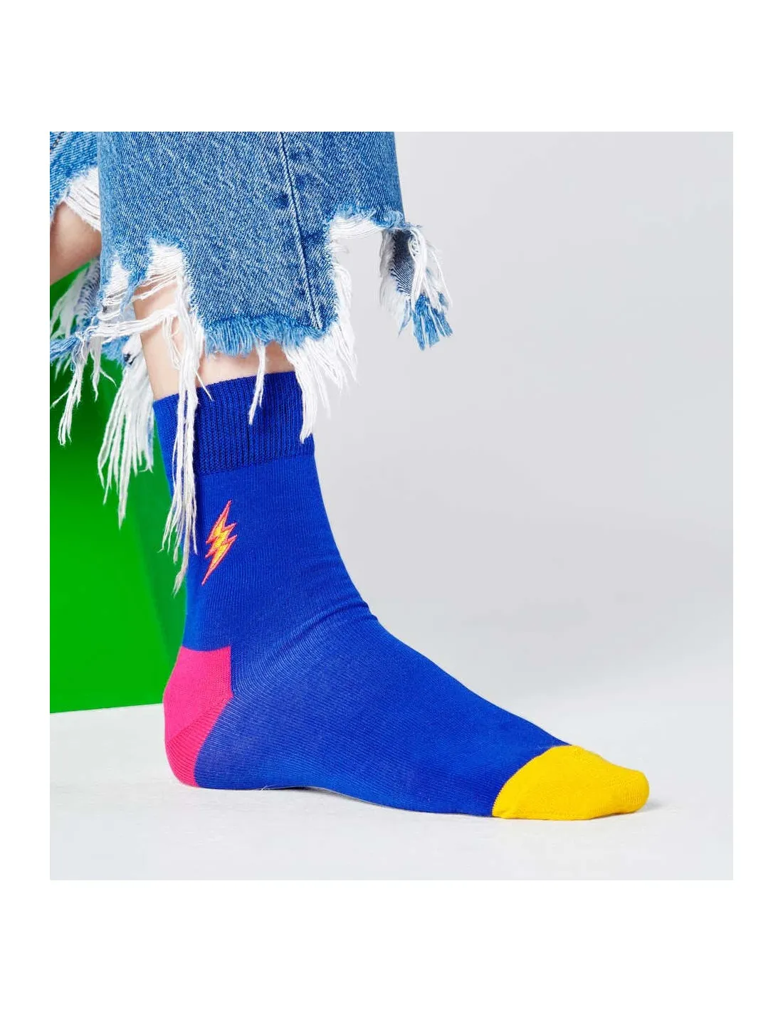 Calzini Unisex Embroidery Flash1/2 Crew Happy Sock