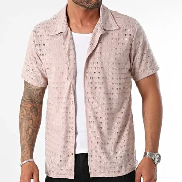 Camicia a maniche corte beige scuro