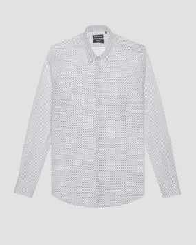 Camicia bianca in puro cotone con micro fantasia nera