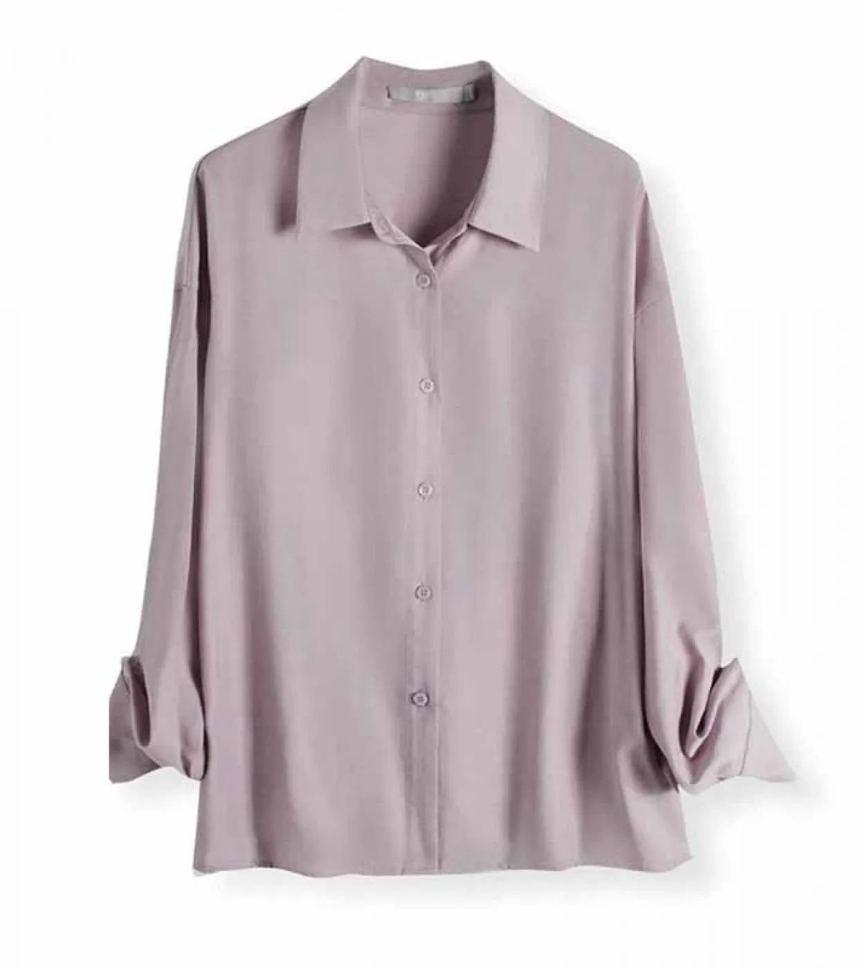 Camicia da donna in chiffon con fondo professionale Cardigan Autunno risvolto Top Camicetta a maniche lunghe viola tinta unita B