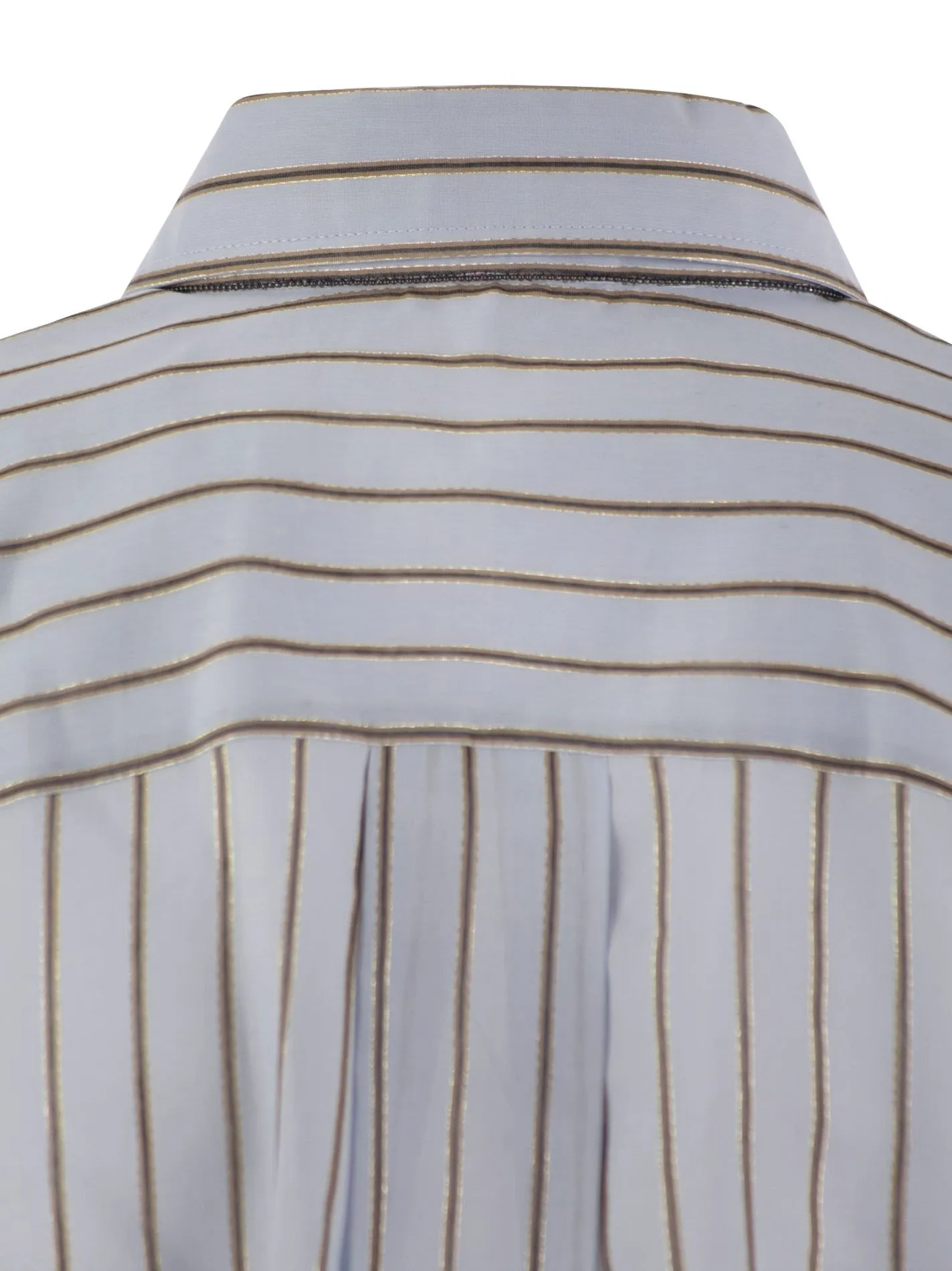 Camicia in popeline Sparkling Stripe di cotone e seta con monile