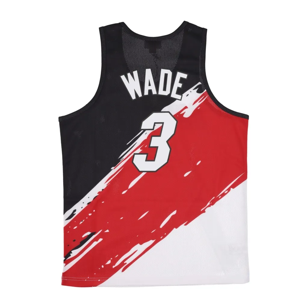 canotta tipo basket uomo nba paint brush mesh tank no 3 dwyane wade miahea MULTI/WHITE