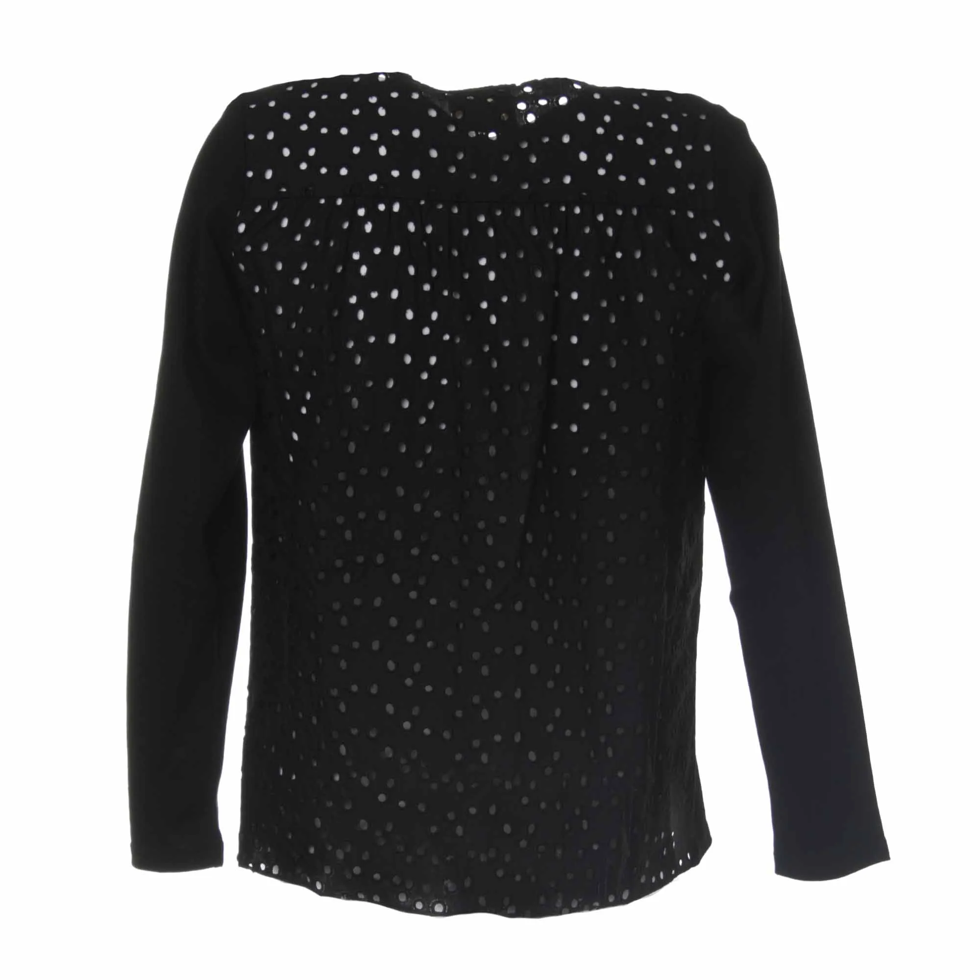 Cardigan Nero Con Fori Ricamati Sulla Schiena