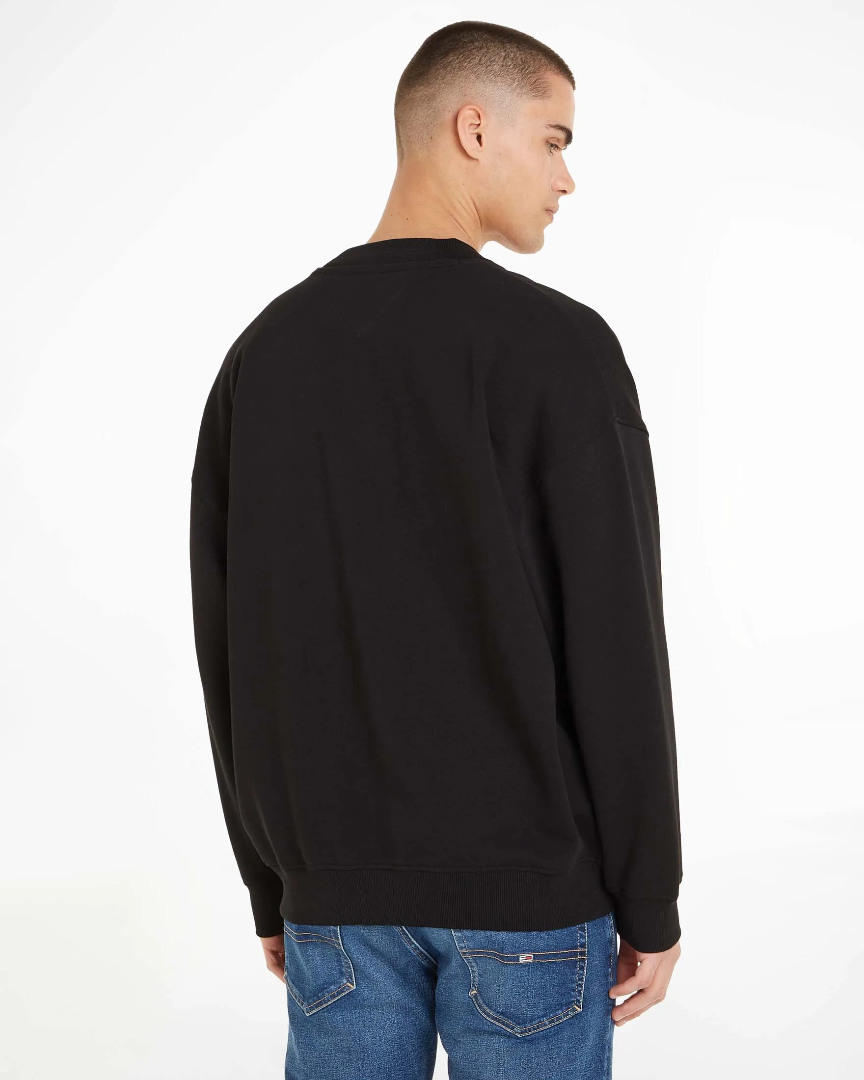 Cardigan nero relaxed-fit in cotone con taschine applicate