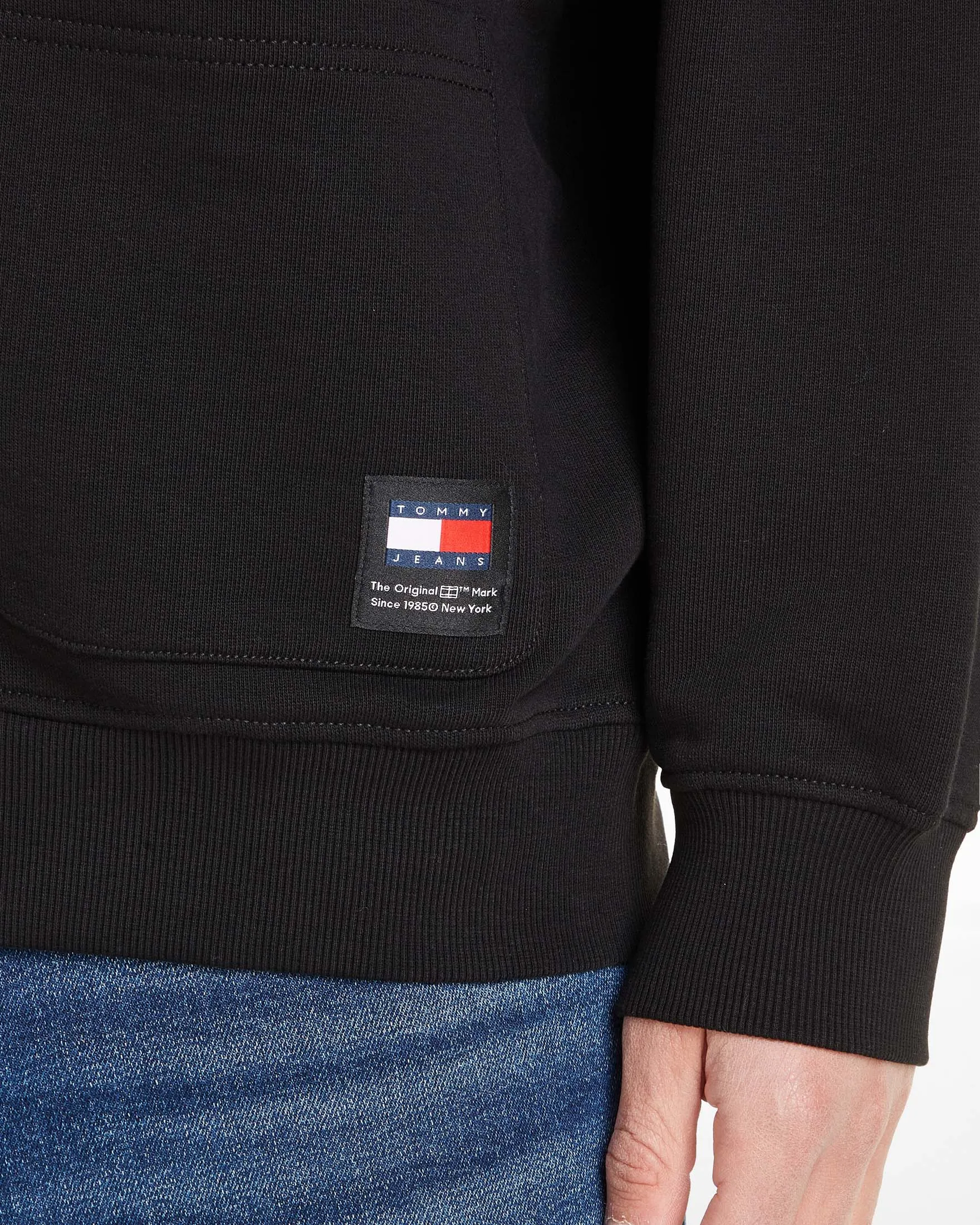 Cardigan nero relaxed-fit in cotone con taschine applicate