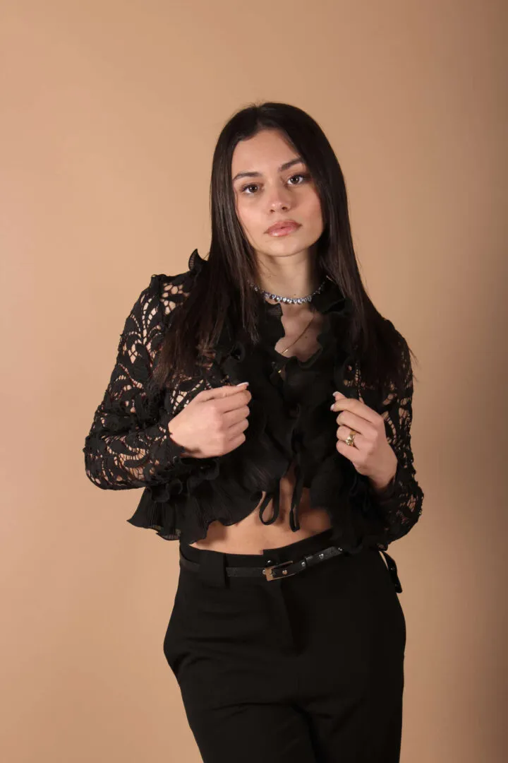 Cardigan pizzo – Nero