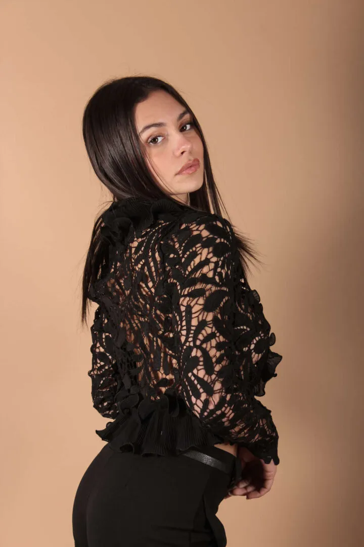 Cardigan pizzo – Nero