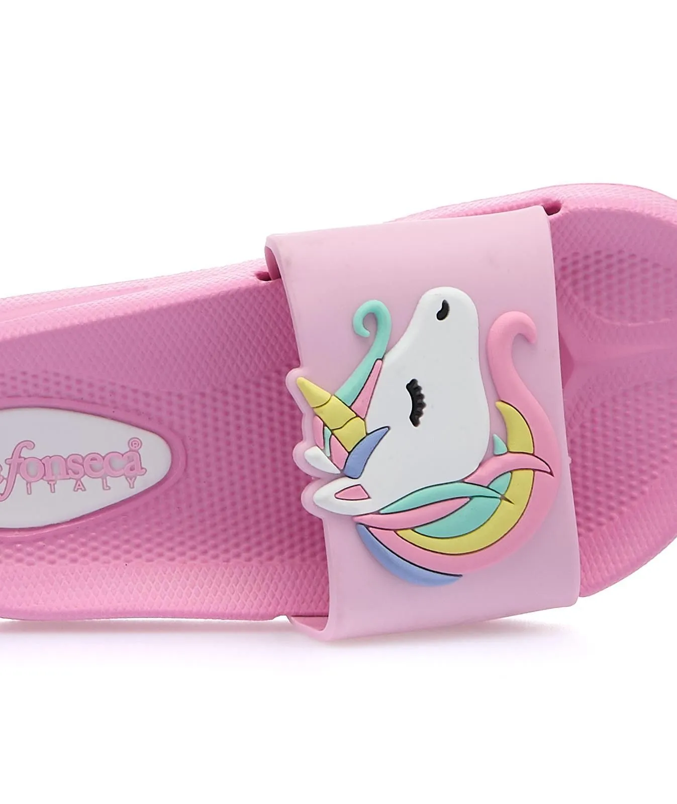 Ciabatte bimba rosa da mare in gomma con unicorno